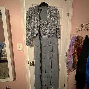 R & M Richards Gray Layered Dress with Jacket